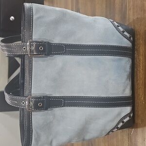 Coach blue suede tote